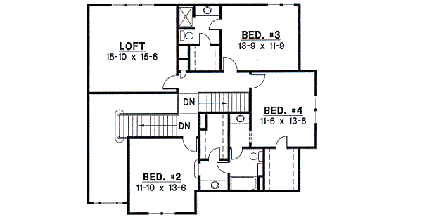 European Floor Plan - Upper Floor Plan #67-287