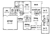 European Style House Plan - 3 Beds 2.5 Baths 1704 Sq/Ft Plan #45-121 