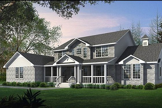 Exterior - Front Elevation for Country House Plan #65-428 - 3 bed, 3 bath