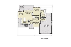 Floor Plan - Main Floor for Contemporary House Plan #1070-82 - 3 bed, 2.5 bath