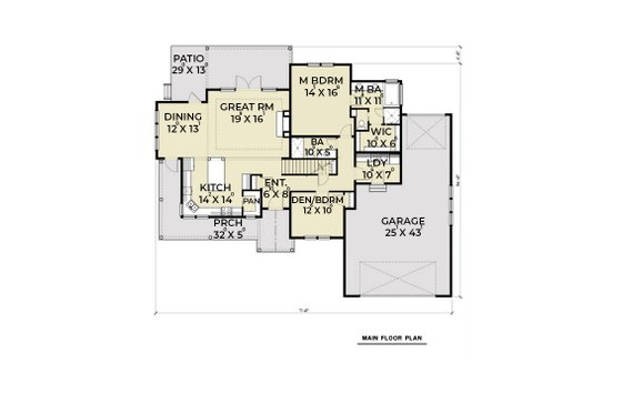 Floor Plan - Main Floor for Contemporary House Plan #1070-82 - 3 bed, 2.5 bath