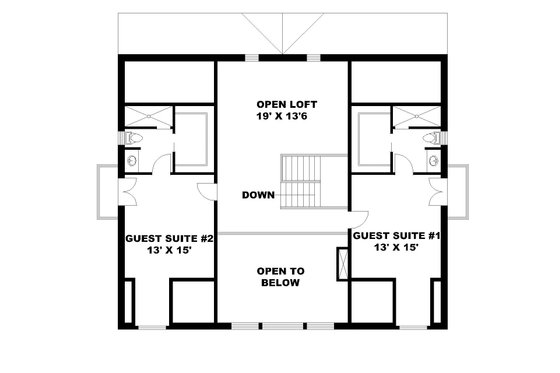 Floor Plan - Upper Floor for Craftsman House Plan #117-873 - 4 bed, 4.5 bath