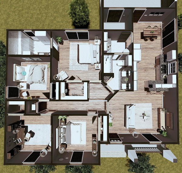 Home Plan - Floor Plan - Main Floor 1 for Craftsman House Plan #44-218 - 4 bed, 2 bath