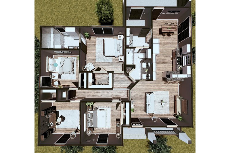 Home Plan - Floor Plan - Main Floor 1 for Craftsman House Plan #44-218 - 4 bed, 2 bath