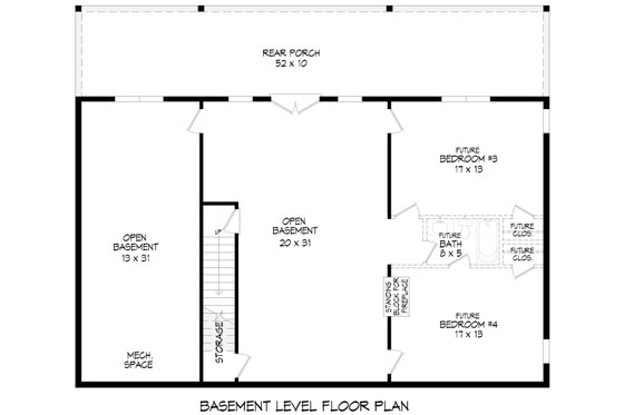 Floor Plan - Lower Floor for Country House Plan #932-1122 - 2 bed, 2 bath