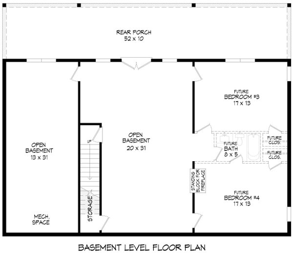 Country Floor Plan - Lower Floor Plan #932-1122