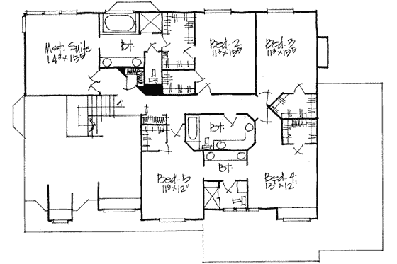 Floor Plan - Upper Floor for Traditional House Plan #308-157 - 6 bed, 4 bath
