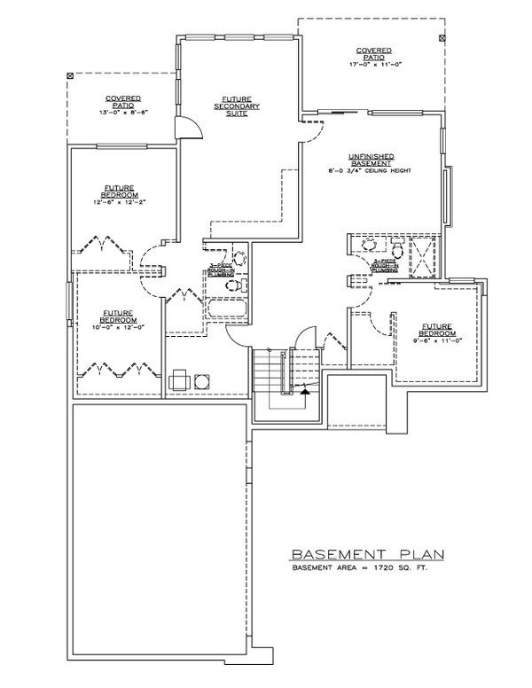 House Blueprint - Modern Floor Plan - Lower Floor Plan #1100-10