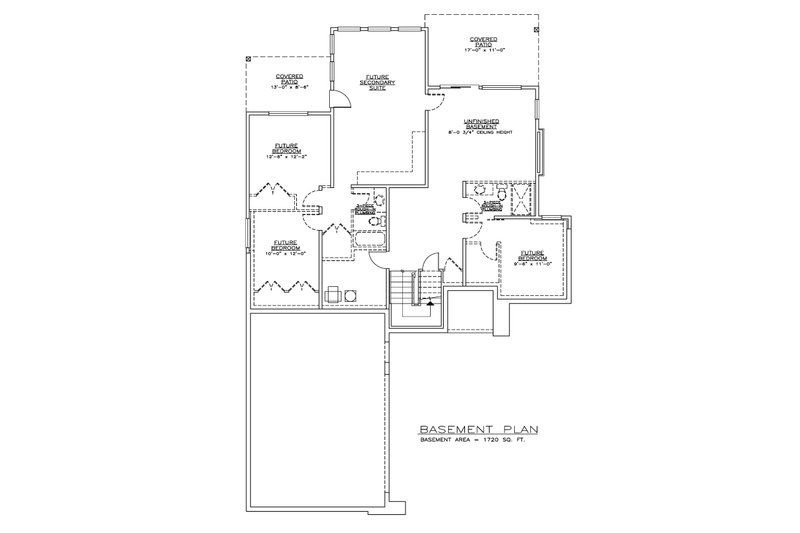 Dream House Plan - Floor Plan - Lower Floor for Modern House Plan #1100-10 - 2 bed, 2 bath