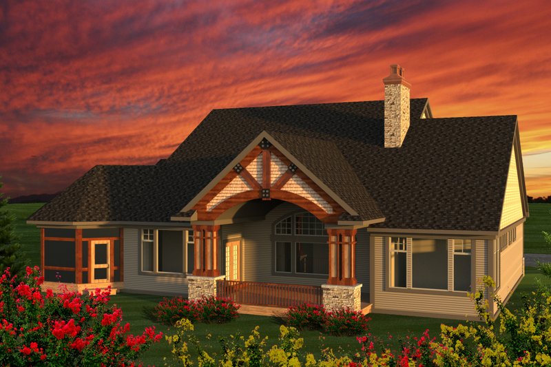 Architectural House Design - Exterior - Rear Elevation for Ranch House Plan #70-1203 - 2 bed, 2.5 bath