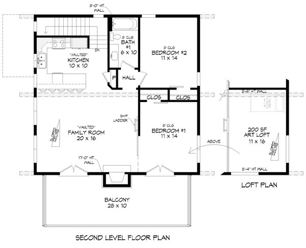 Southern Floor Plan - Upper Floor Plan #932-789