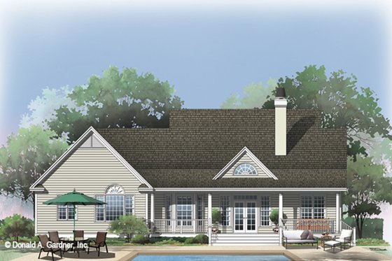 Exterior - Rear Elevation for Country House Plan #929-885 - 3 bed, 2 bath