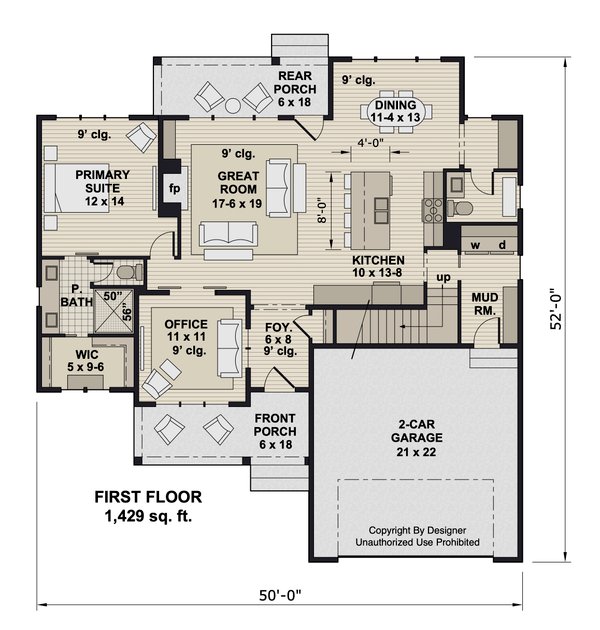 House Blueprint - Farmhouse Floor Plan - Main Floor Plan #51-1377