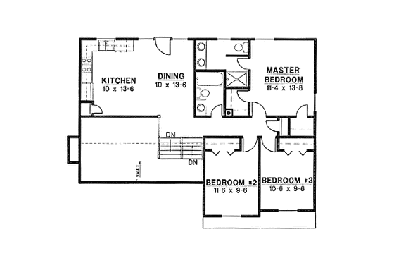 Floor Plan - Main Floor for Traditional House Plan #67-117 - 3 bed, 2 bath