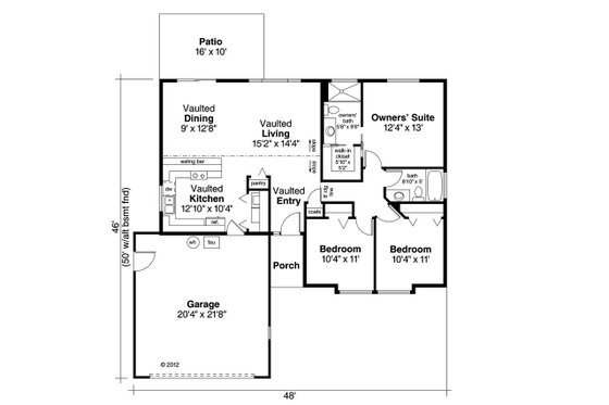 Floor Plan - Main Floor for Traditional House Plan #124-871 - 3 bed, 2 bath
