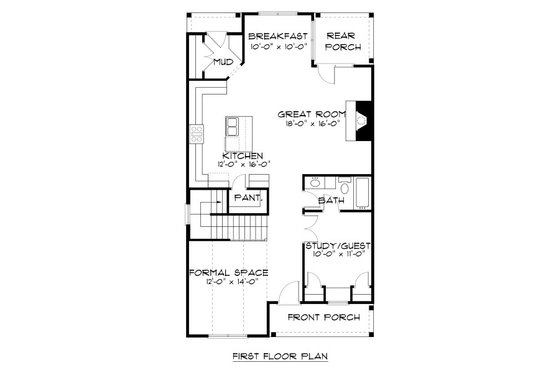 Floor Plan - Main Floor for Cottage House Plan #413-870 - 4 bed, 3.5 bath