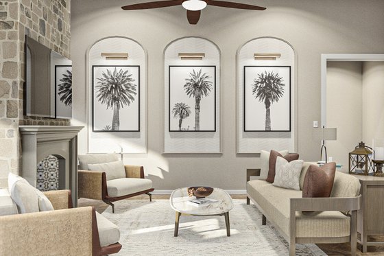 Interior - Family Room for Adobe / Southwestern House Plan #455-603 - 3 bed, 2 bath