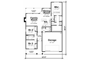 Floor Plan - Main Floor for Craftsman House Plan #20-2543 - 3 bed, 2 bath
