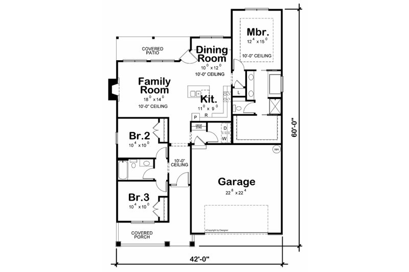 Dream House Plan - Floor Plan - Main Floor for Craftsman House Plan #20-2543 - 3 bed, 2 bath