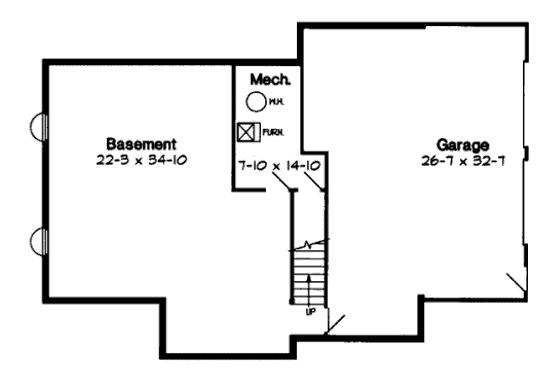 Floor Plan - Lower Floor for Contemporary House Plan #312-722 - 3 bed, 2 bath