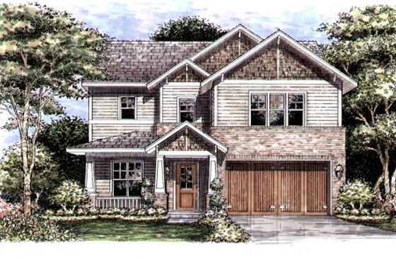 Exterior - Front Elevation for Craftsman House Plan #141-342 - 4 bed, 3.5 bath