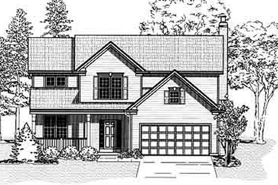 Exterior - Front Elevation for Traditional House Plan #9-107 - 4 bed, 2.5 bath