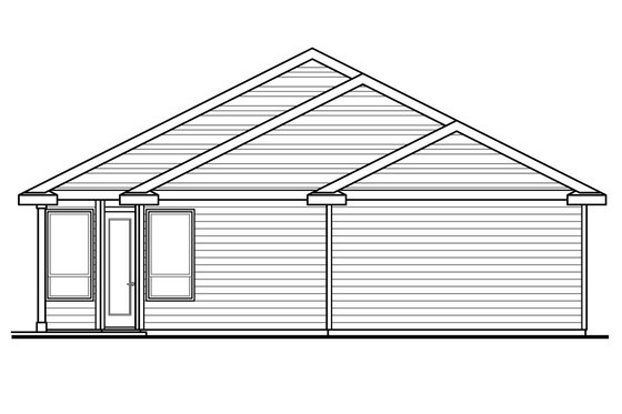 Exterior - Rear Elevation for Ranch House Plan #124-976 - 3 bed, 2.5 bath