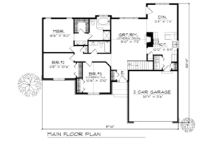 Floor Plan - Main Floor for Traditional House Plan #70-145 - 3 bed, 2 bath