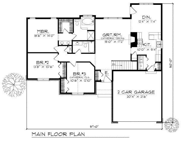 House Plan Design - Traditional Floor Plan - Main Floor Plan #70-145