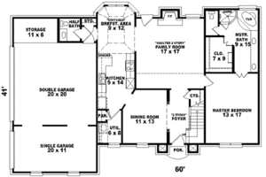 Floor Plan - Main Floor for Traditional House Plan #81-728 - 4 bed, 2.5 bath
