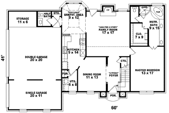 Floor Plan - Main Floor for Traditional House Plan #81-728 - 4 bed, 2.5 bath