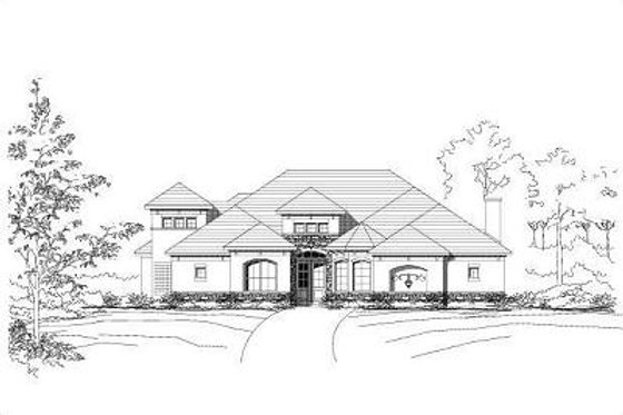 Exterior - Front Elevation for European House Plan #411-363 - 3 bed, 3 bath