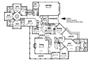 Floor Plan - Main Floor for European House Plan #45-181 - 5 bed, 7 bath