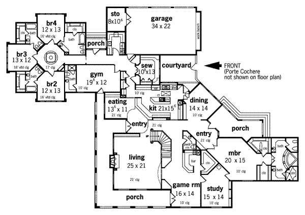 Dream House Plan - European Floor Plan - Main Floor Plan #45-181