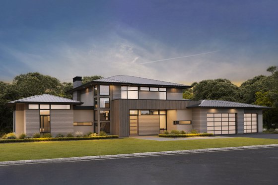 Exterior - Front Elevation for Contemporary House Plan #1114-101 - 5 bed, 4.5 bath