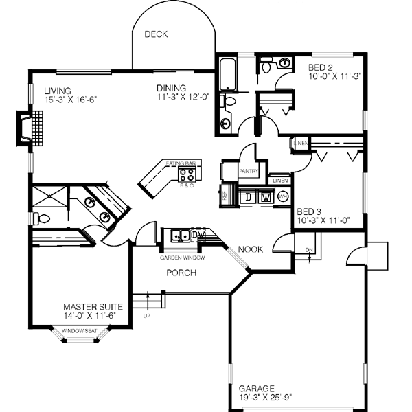 House Design - Ranch Floor Plan - Main Floor Plan #60-187