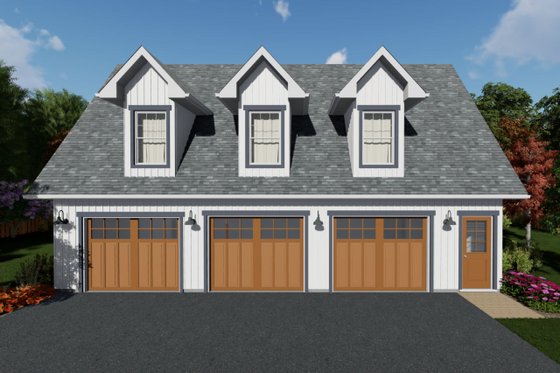 Three-Car Garage Apartment Plan