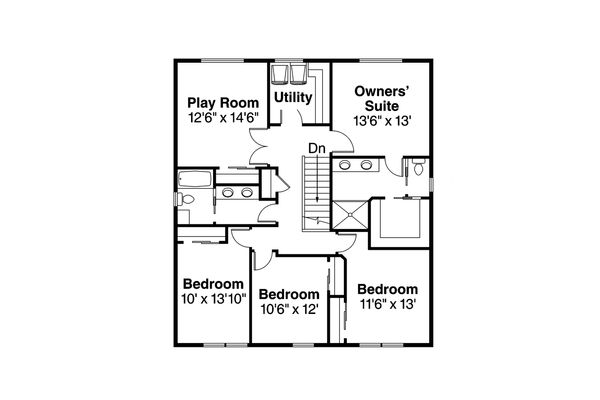 Colonial Floor Plan - Upper Floor Plan #124-958
