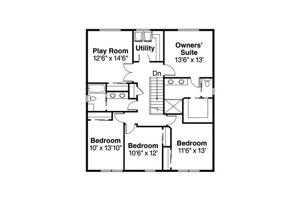 Architectural House Design - Colonial Floor Plan - Upper Floor Plan #124-958
