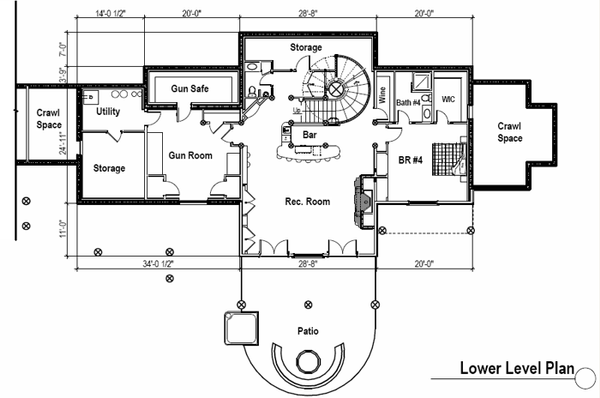 Log Floor Plan - Lower Floor Plan #451-3