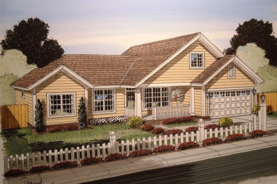 Exterior - Front Elevation 3 for Traditional House Plan #513-17 - 3 bed, 2 bath