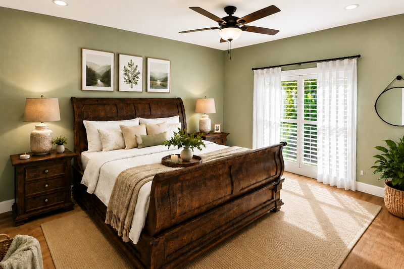 Architectural House Design - Interior - Master Bedroom for Farmhouse House Plan #44-317 - 7 bed, 3 bath