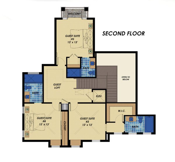 Contemporary Floor Plan - Upper Floor Plan #548-46
