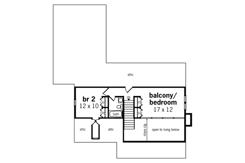 Home Plan - Floor Plan - Upper Floor for Southern House Plan #45-321 - 2 bed, 2 bath