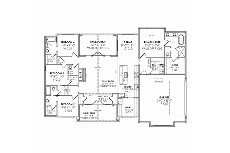 Home Plan - Floor Plan - Main Floor for Country House Plan #1096-149 - 4 bed, 3.5 bath