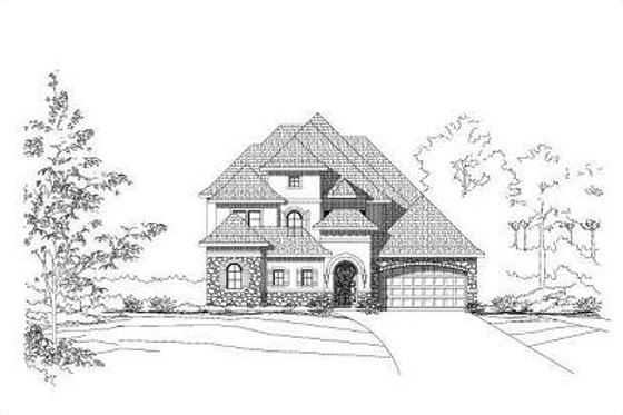 Exterior - Front Elevation for European House Plan #411-290 - 4 bed, 4 bath