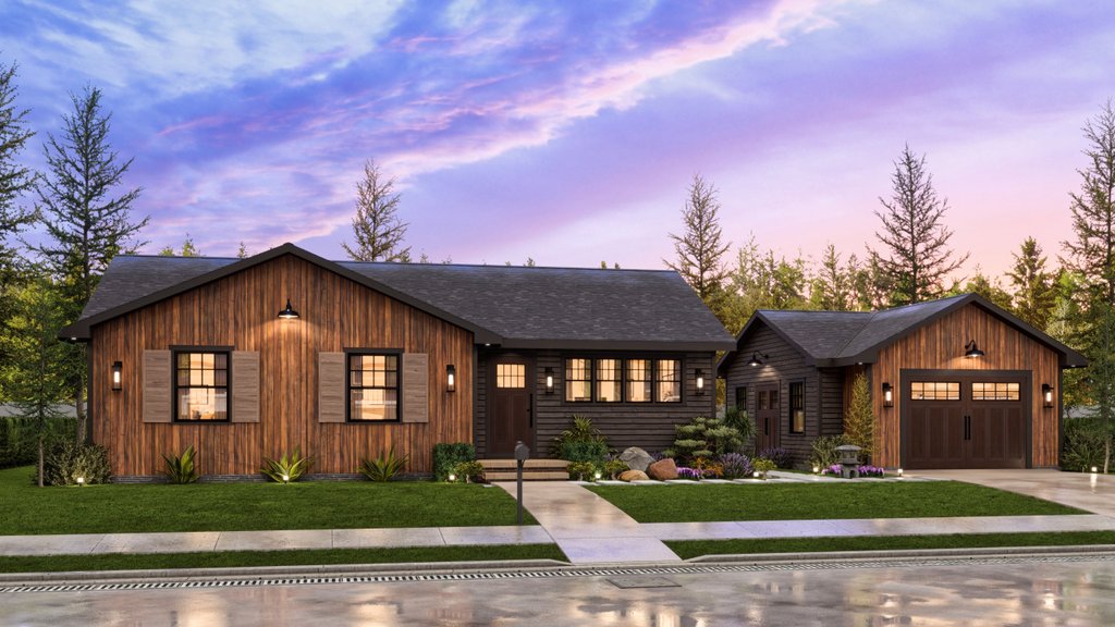 Exterior - Front Elevation 2 for Cottage House Plan #54-684 - 2 bed, 2 bath