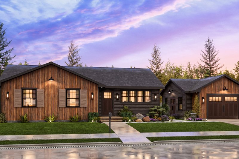 House Blueprint - Exterior - Front Elevation 2 for Cottage House Plan #54-684 - 2 bed, 2 bath