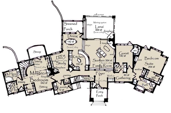 Craftsman Floor Plan - Main Floor Plan #921-4