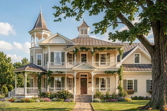 Exterior - Front Elevation for Victorian House Plan #137-249 - 4 bed, 3.5 bath